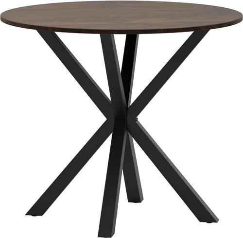 Miniatura 11 de Giantex Mesa de comedor redonda de 36" para 4, mesa de cocina estilo granja con patas de madera de goma, almohadillas ajustables para pies, mesas