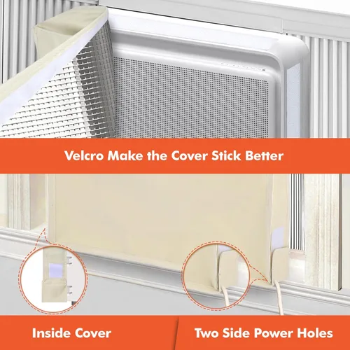 Miniatura 5 de 2 cubiertas de aire acondicionado de ventana para exteriores y cubiertas de aire acondicionado para interiores, aislamiento de 3 capas con papel