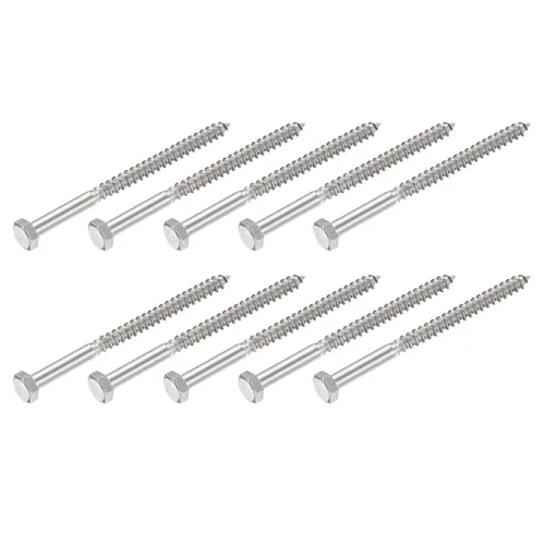 Miniatura 21 de METALLIXITY Tornillos hexagonales (M6 x 1.575 in), 10 unidades, pernos de madera autorroscantes de acero inoxidable 304, para aplicaciones domésticas