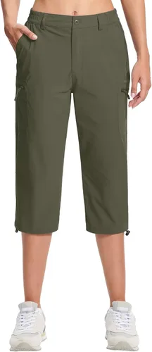 Miniatura 2 de TACVASEN Pantalones capri de senderismo para mujer, 5 bolsillos, ligeros, de secado rápido, debajo de la rodilla, pantalones cortos deportivos