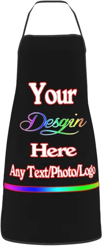 Delantal de diseño personalizado para mujeres y hombres con bolsillos, delantal de cocina personalizado, diseño de logotipo de texto