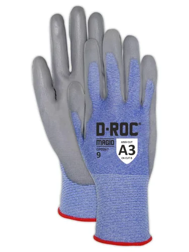 MAGID D-ROC ANSI A3 GPD267 - Guantes de trabajo con revestimiento de poliuretano compatibles con pantalla táctil, 1 par, tamaño 6/XS, GPD267
