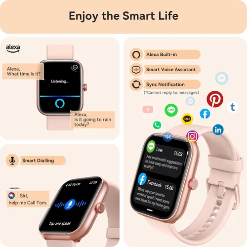 Miniatura 6 de Reloj inteligente para mujer, reloj inteligente para iPhone y Android Bluetooth (respuesta/llamada) Alexa integrado, rastreador de fitness HD