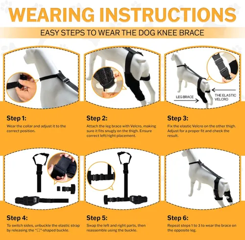 Miniatura 7 de Rodillera para perro – Soporte ajustable para pierna trasera para desgarro de ACL, dolor en las articulaciones, artritis y recuperación de lesiones.
