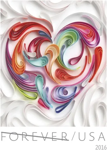Miniatura 2 de Hoja de 20 estampillas postales Heart Forever en papel filigrana