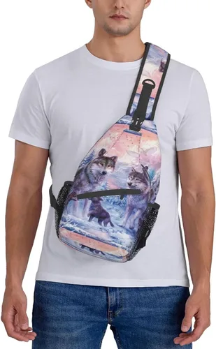 Miniatura 7 de PSVOD Bolsos cruzados de la familia de los lobos, Bolsos de hombro de los hombres, Mochilas de hombro en el pecho, Bolsos de cintura, Bolsos