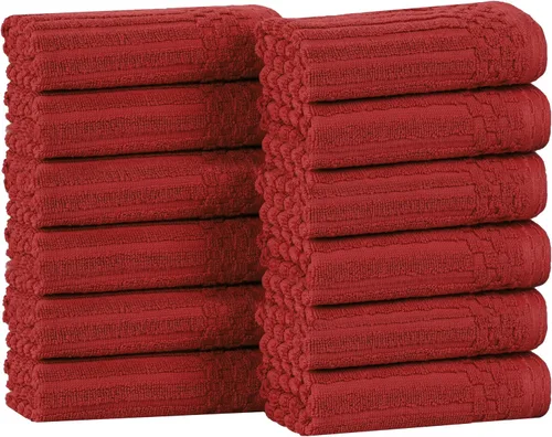 Miniatura 117 de Superior Juego de 6 toallas de algodón sólido y acanalado, toallas de cara de 13 x 13 pulgadas, toallas de mano de 16 x 28 pulgadas, toallas de baño