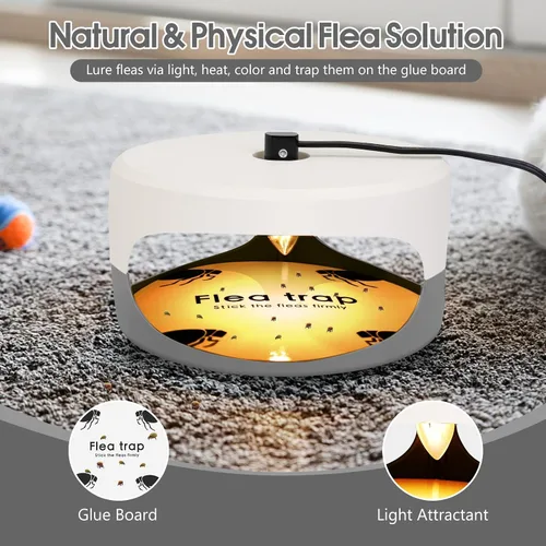 Miniatura 3 de Paquete de 2 trampas para pulgas para el interior de tu hogar, mata insectos en la cama con 6 bombillas y 4 almohadillas adhesivas, trampa
