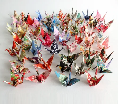 Miniatura 4 de 100 grúas de papel de origami japonesas prefabricadas, grúas de origami plegadas, hechas a mano, grúas de papel Yuzen, guirnaldas para regalos