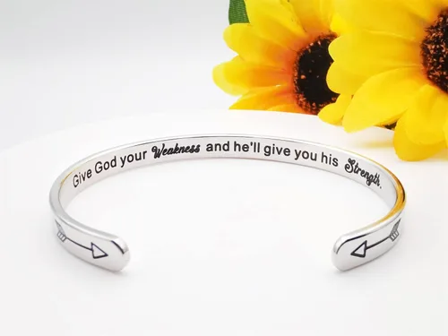 Miniatura 381 de Pulseras inspiradoras para mujer, joyería de acero inoxidable, con refranes, pulsera motivacional con mensaje oculto, pulseras grabadas para mejor