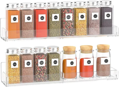 Sezanrpt Estante acrílico para especias de montaje en pared, estantes colgantes para condimentos, tarros de especias de cocina, organizador de