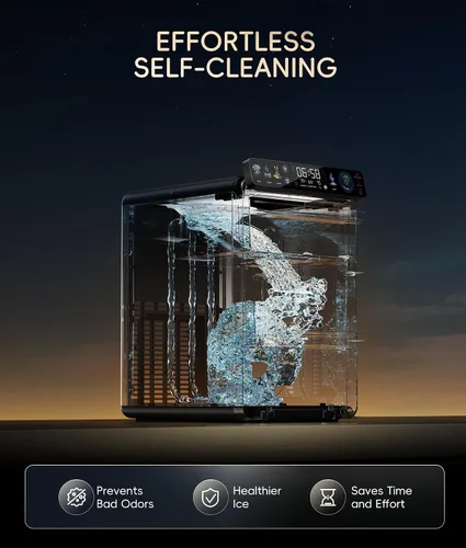 Miniatura 8 de ecozy Nugget - Máquina de hielo para encimera, primer panel inteligente a todo color de 44 libras/24 horas con control de aplicación, aislamiento