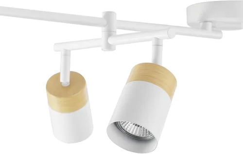 Miniatura 8 de Globe Electric 64000055 - Iluminación de riel de 6 luces de 42", barra central doble giratoria, color blanco mate, acentos en tono madera, luz