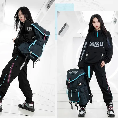 Miniatura 3 de Mochila de anime serie de colaboración para Hatsune Miku, mochila de viaje Techwear de 22L, mochila para mujeres y hombres Miku - Mochila de 22 l
