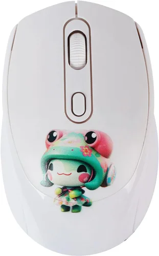 Lindo mouse inalámbrico, 2.4G silencioso portátil inalámbrico con receptor USB, mouse inalámbrico Kawaii para laptop, Chromebook, PC, portátil,