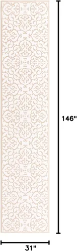 Miniatura 2 de Unique Loom Rushmore Collection Johnson - Alfombra de área (2 pies 7 pulgadas x 12 pies 2 pulgadas, blanco nieve/beige)