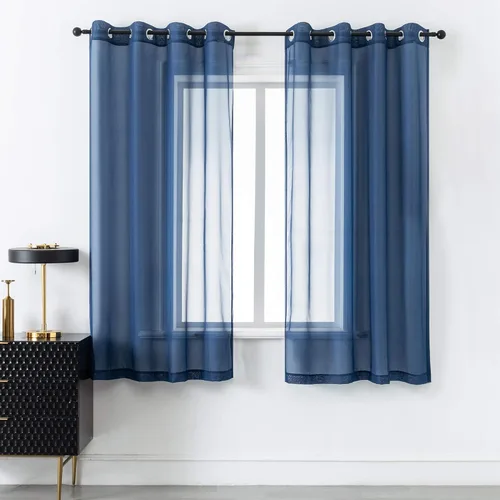 Miniatura 41 de DUALIFE Cortinas Amarillas de 72 Pulgadas de Largo para Dormitorio Juego de 2 Paneles con Ojales Ventana Semi Voile Filtrado de Luz Cortinas