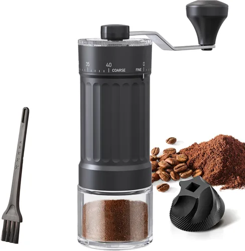 Miniatura 10 de Molinillo de café de mano, rebaba cónica para expreso, prensa francesa, vertido, doble rodamiento, capacidad de ajuste externo, 0.88 oz