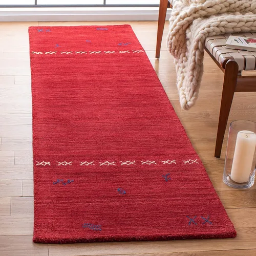 SAFAVIEH Himalaya Collection - Alfombra de pasillo de 2 pies 3 pulgadas x 6 pies, color rojo, hecho a mano, lana tribal bohemia, ideal para zonas de