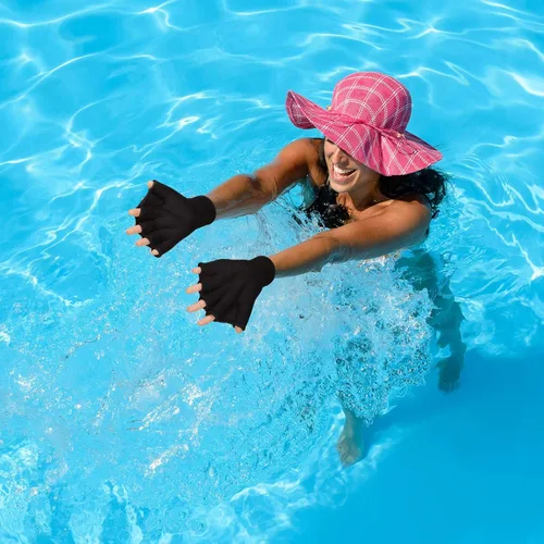 Miniatura 7 de Sumind 2 pares de guantes de natación de neopreno para entrenamiento acuático, guantes de neopreno, para fitness, aeróbicos acuáticos, entrenamiento