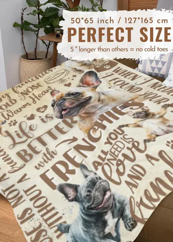 Miniatura 4 de Huglanket Regalos de bulldog francés, regalos franceses para mujeres, manta de franela súper suave y agradable a la piel, 50 x 65 pulgadas