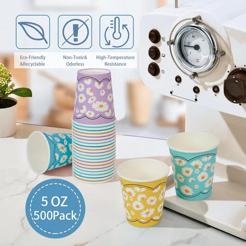 Miniatura 4 de Paquete de 500 vasos de papel desechables de 5 onzas, coloridos vasos pequeños para enjuague bucal, para fiestas, pícnics, barbacoas, viajes
