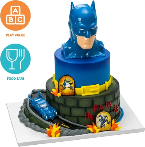 Miniatura 3 de DecoSet® Batman™ to the Rescue Cake Topper, 4 piezas de decoración para tartas, incluye estuche Batman™ con un lanzador de móvil plegable oculto