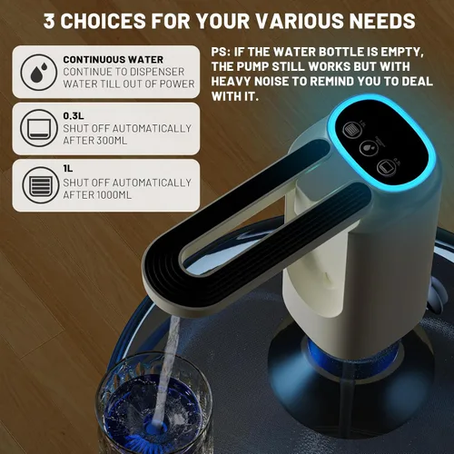 Miniatura 3 de Dispensador de agua portátil para botella de 5 galones, dispensador de agua, bomba de agua eléctrica, bomba de agua recargable para jarra de 5