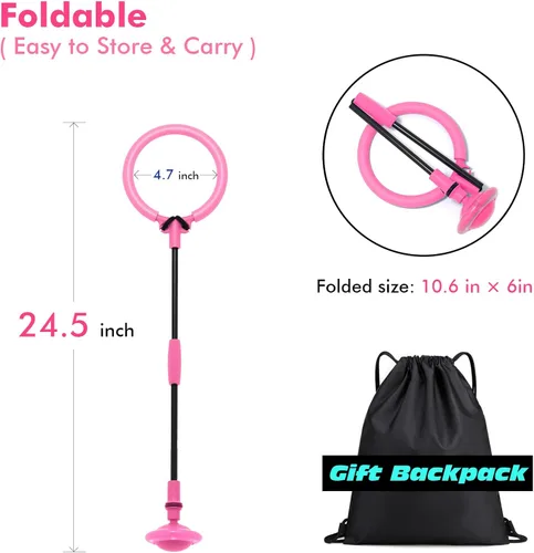 Miniatura 4 de Ankle Skip Ball for Kids, Girls Toys Age 5 6 7 8 9 10 Years, Birthday Gift for Girls and Boys, Foldable Colorful Flash Wheel Skip Ball, Sports Rosa