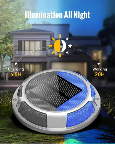 Miniatura 4 de Luces Solares para Entrada de Vehículos Luces de Muelle Impermeables Paquete de 4, 2 Colores en 1, Luces LED Solares de Cubierta para Exteriores