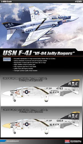 1/48 USN F-4J VF-84 Jolly Rogers 12305 con 3 figuras de piloto realistas - Kit de modelo de plástico