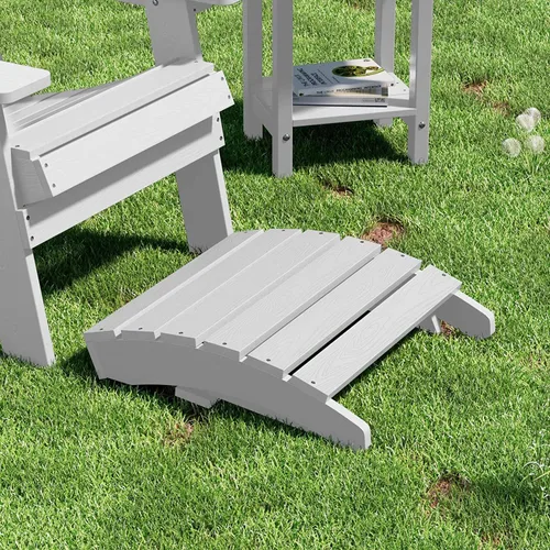 Miniatura 5 de MXIMU Taburete otomano plegable Adirondack para exteriores: Taburete de plástico HIPS para patio, fácil montaje, reposapiés para todo tipo de clima