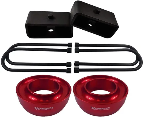 Miniatura 10 de Compatible con Ram 2500 3500 2003-2011 Kit de elevación completa 2WD 2.5 pulgadas Billet Espaciadores de resorte delantero + Bloques traseros de 1.5