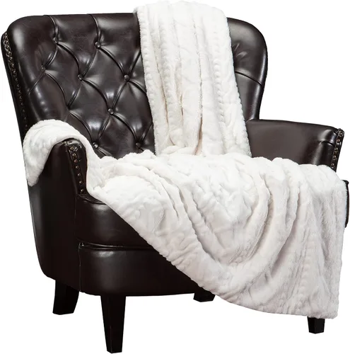 Chanasya Manta de piel sintética con relieve de punto trenzado de alta calidad, visón inverso, moderna, comteporaria, elegante, súper suave, cálida