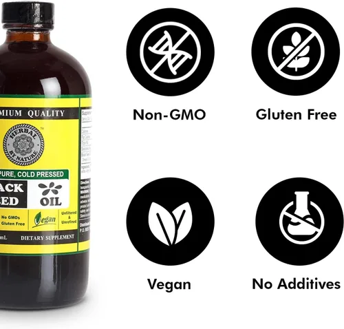 Miniatura 5 de Aceite de semilla negra pura – 100% puro Nigella sativa – prensado en frío – vegano – sin OMG – 16 oz – en botella de vidrio – Herbal by Nature