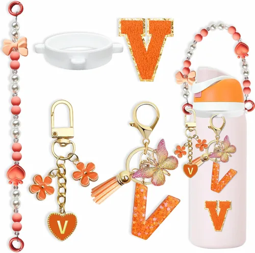 Miniatura 25 de Lindo Juego de Dijes de Letras para Botella de Agua Owala de 24oz, 32oz, 40oz, Owala Kids y Vaso de Café, FreeSip – Incluye Correa con Asa, para Rosa