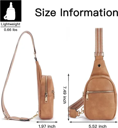 Miniatura 83 de Telena Riñonera pequeña para mujer, de cuero, cangureras, bolsa de pecho para mujer
