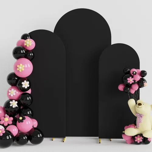 Miniatura 8 de Putros Funda para Arco de Boda 7.2 pies, Cubiertas de Soporte de Fondo Chiara de Spandex Negro Ajustado con Parte Superior Redonda de 6 pies, Juego