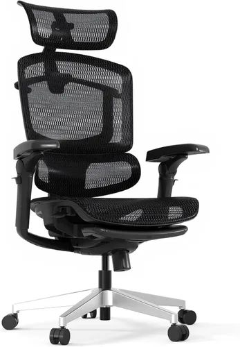 Miniatura 10 de FLEXISPOT Silla ergonómica de oficina ErgoX-PRO con reposapiés negro – Asiento de malla AeroWeave 5.0, lumbar 5D, reposabrazos 7D, reposacabezas 4D