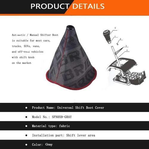 Miniatura 4 de Funda universal de palanca de cambio, funda para el polvo de tela para palanca de cambio manual/automática (Gris)