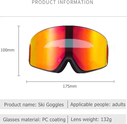 Miniatura 5 de Gafas de esquí, gafas de snowboard de nieve 100% protección UV para hombres, mujeres y jóvenes