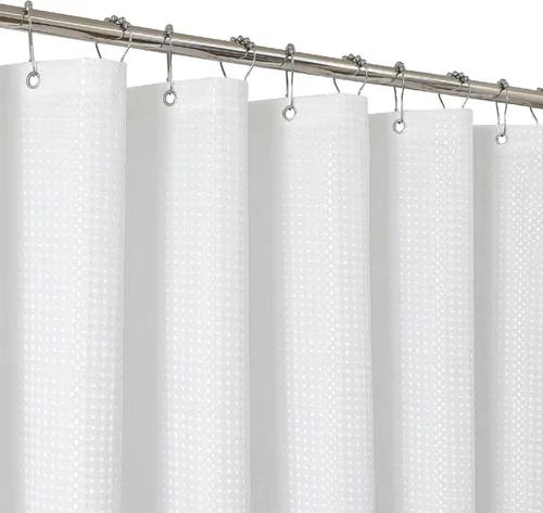 Miniatura 9 de Cortina de ducha de tela impermeable 2 en 1, no necesita forro separado, tejido de gofre estilo hotel, limpieza sin esfuerzo y lavable, 36 pulgadas