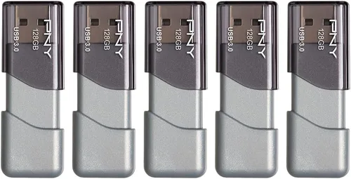 Miniatura 4 de PNY Paquete de 5 unidades flash Turbo Attaché 3 USB 3.0 de 128 GB – Gris, P-FD128X5TBOP-MP, 100MB/s, ligero y duradero, almacenamiento
