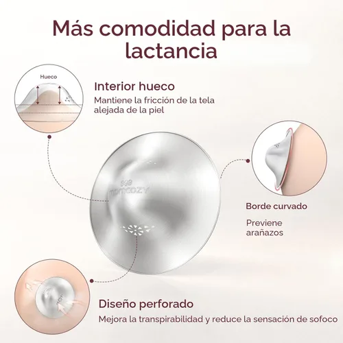 Miniatura 2 de Momcozy Copas de lactancia de plata 999, diseño original perforado transpirable, cubierta de pezón de plata 999 para lactancia materna, protector
