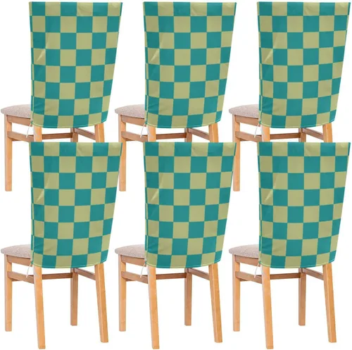 Fundas decorativas para sillas de comedor, color verde azulado, caqui, a cuadros, para sillas de comedor, fundas extraíbles para sillas de comedor,