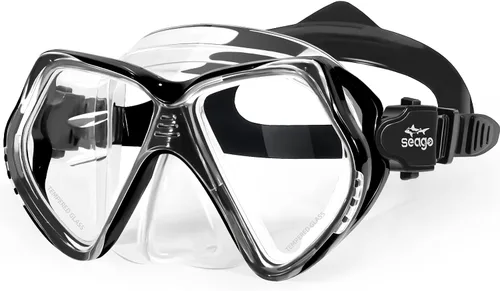 Seago Gafas de natación para niños con cubierta para la nariz, máscara de esnórquel, máscara de buceo y natación, vidrio templado antivaho con