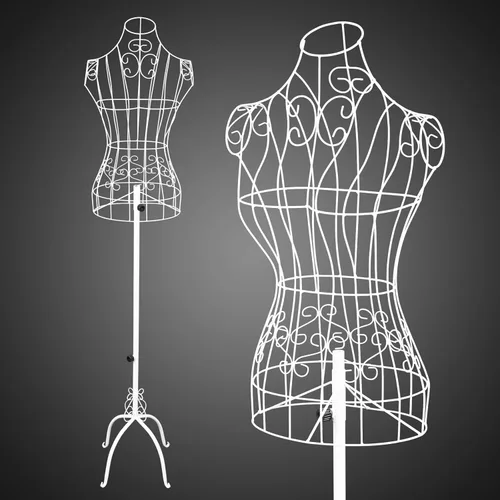 Bonnlo Forma de vestido de alambre femenino, maniquí de alambre de estilo vintage para exhibición de decoración del hogar, cuerpo de alambre de