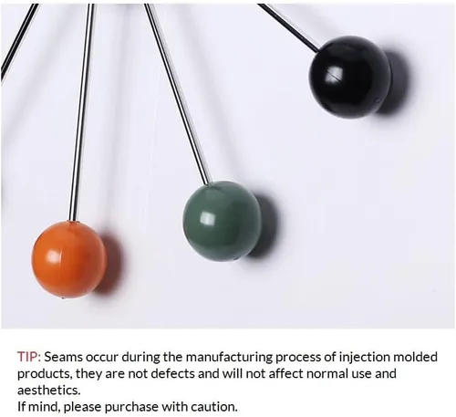 Miniatura 6 de Reloj de pared moderno de mediados de siglo con bola multicolor, silencioso, sin tictac, funciona con pilas, relojes de 13 pulgadas para sala