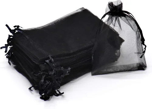 Miniatura 8 de 50 bolsas de organza transparentes de 3 x 4 pulgadas, pequeñas bolsas de regalo de joyería con cordón para bodas, fiestas, bolsas de dulces