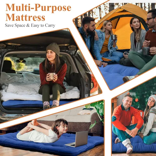Miniatura 6 de NeuType Colchón de futón grueso para dormir, colchón plegable para adultos, niños, tapete de tatami, colchón de campamento, viaje por carretera